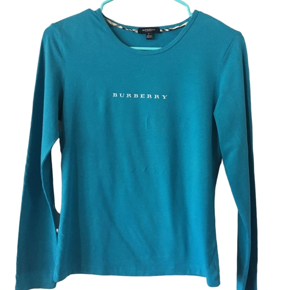 Burberry Tops - Burberry London: Blue, cotton blend, long sleeve top. Size Small. Pre-owned